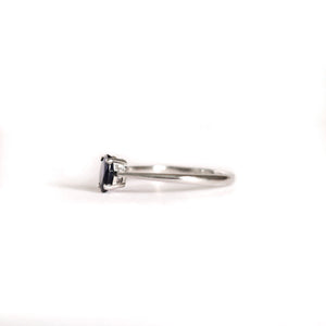 Petite Silver Oval Cut Sapphire Ring