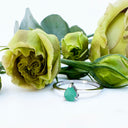 Petite Silver Pear Cut Emerald Ring