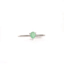 Petite Silver Pear Cut Emerald Ring