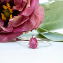Petite Silver Pear Cut Ruby Ring