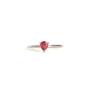 Petite Silver Pear Cut Ruby Ring