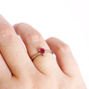 Petite Silver Pear Cut Ruby Ring