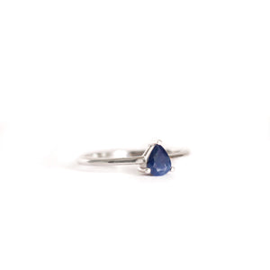 Petite Silver Pear Cut Sapphire Ring