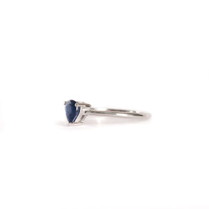 Petite Silver Pear Cut Sapphire Ring