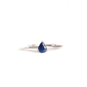 Petite Silver Pear Cut Sapphire Ring