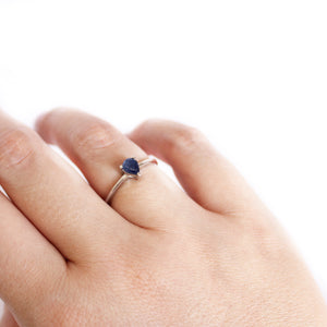 Petite Silver Pear Cut Sapphire Ring