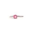 Petite Silver Round Cabochon Cut Ruby Ring