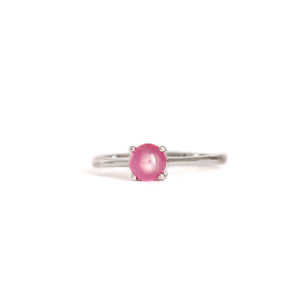 Petite Silver Round Cabochon Cut Ruby Ring