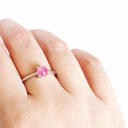 Petite Silver Round Cabochon Cut Ruby Ring