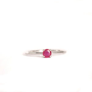 Petite Silver Round Cut Ruby Ring