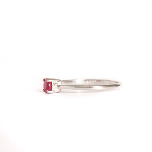 Petite Silver Round Cut Ruby Ring