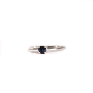 Petite Silver Round Cut Sapphire Ring