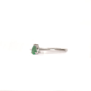 Petite Silver Thin Pear Cut Emerald Ring