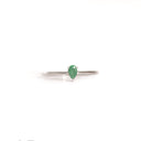 Petite Silver Thin Pear Cut Emerald Ring