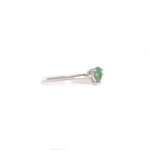 Petite Silver Thin Pear Cut Emerald Ring