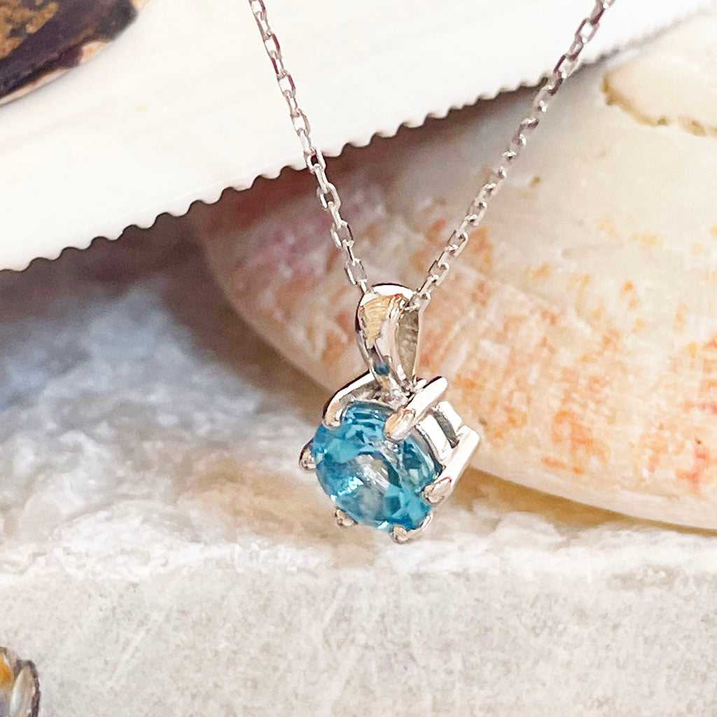 Blue Topaz White Gold Pendant