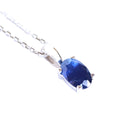 Petite Solid Bale Round Cut Sapphire White Gold Pendant