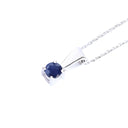 Petite Solid Bale Oval Cut Sapphire White Gold Pendant