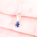 Petite Solid Bale Oval Cut Sapphire White Gold Pendant