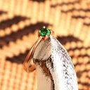 Petite Solitaire Four Claw Round Cut Tsavorite Rose Gold Ring