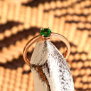 Petite Solitaire Four Claw Round Cut Tsavorite Rose Gold Ring