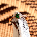 Petite Solitaire Four Claw Round Cut Tsavorite Rose Gold Ring