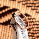 Petite Solitaire Four Claw Round Cut Tsavorite Rose Gold Ring