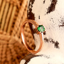 Petite Solitaire Four Claw Round Cut Tsavorite Rose Gold Ring