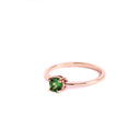 Petite Solitaire Four Claw Round Cut Tsavorite Rose Gold Ring