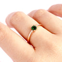 Petite Solitaire Four Claw Round Cut Tsavorite Rose Gold Ring