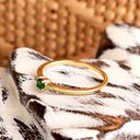 Petite Solitaire Four Claw Tsavorite Yellow Gold Ring