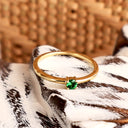 Petite Solitaire Four Claw Tsavorite Yellow Gold Ring