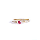 Petite Tapered Diamond Shoulder Ruby Yellow Gold Ring