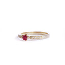 Petite Tapered Diamond Shoulder Ruby Yellow Gold Ring