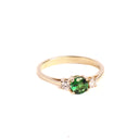 Petite Tsavorite And Diamond Trilogy Yellow Gold Ring