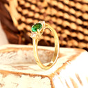 Petite Tsavorite And Diamond Trilogy Yellow Gold Ring