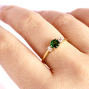 Petite Tsavorite And Diamond Trilogy Yellow Gold Ring