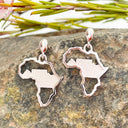 Africa map table mountain white gold earrings