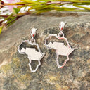 Africa map table mountain white gold earrings