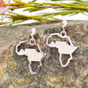 Africa map table mountain white gold earrings