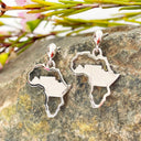 Africa map table mountain white gold earrings