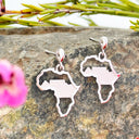 Africa map table mountain white gold earrings