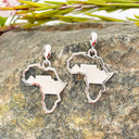 Africa map table mountain white gold earrings