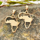 Africa map table mountain yellow gold earrings