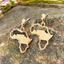 Africa map table mountain yellow gold earrings