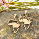 Africa map table mountain yellow gold earrings