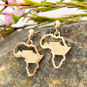 Africa map table mountain yellow gold earrings