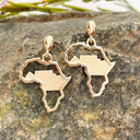 Africa map table mountain yellow gold earrings