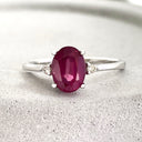 Pink Oval Cut Tourmaline with Petite Diamond Shoulder Accent
