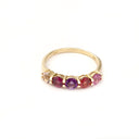 Playful Pinks and Purple Yellow Gold Ring